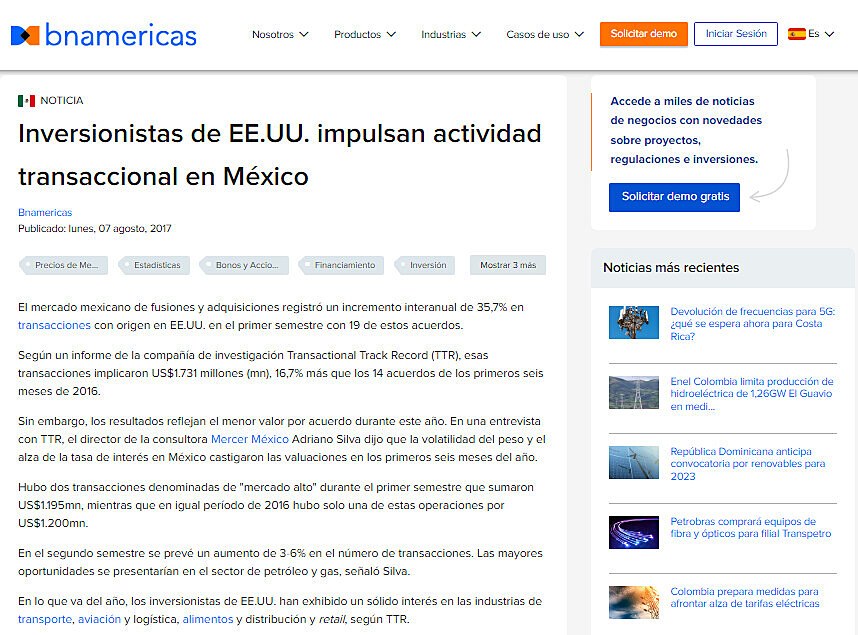 Inversionistas de EE.UU. impulsan actividad transaccional en Mxico